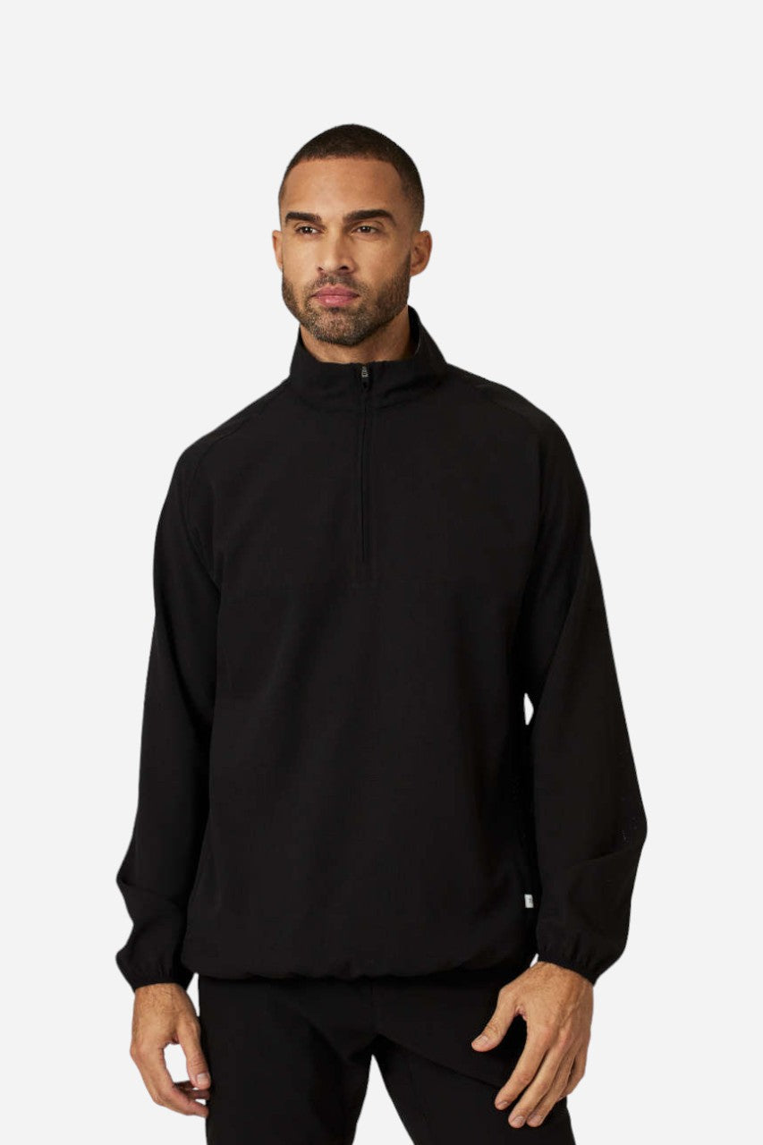 7 Diamonds Oxygenate Solid Quarter-Zip Pullover in Black – front view