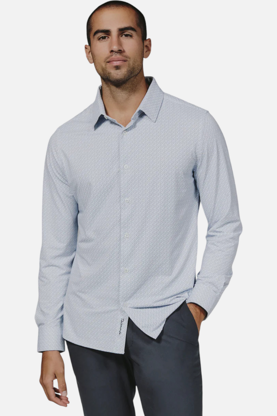 7 Diamonds Pesaro Long Sleeve in Light Blue – front view