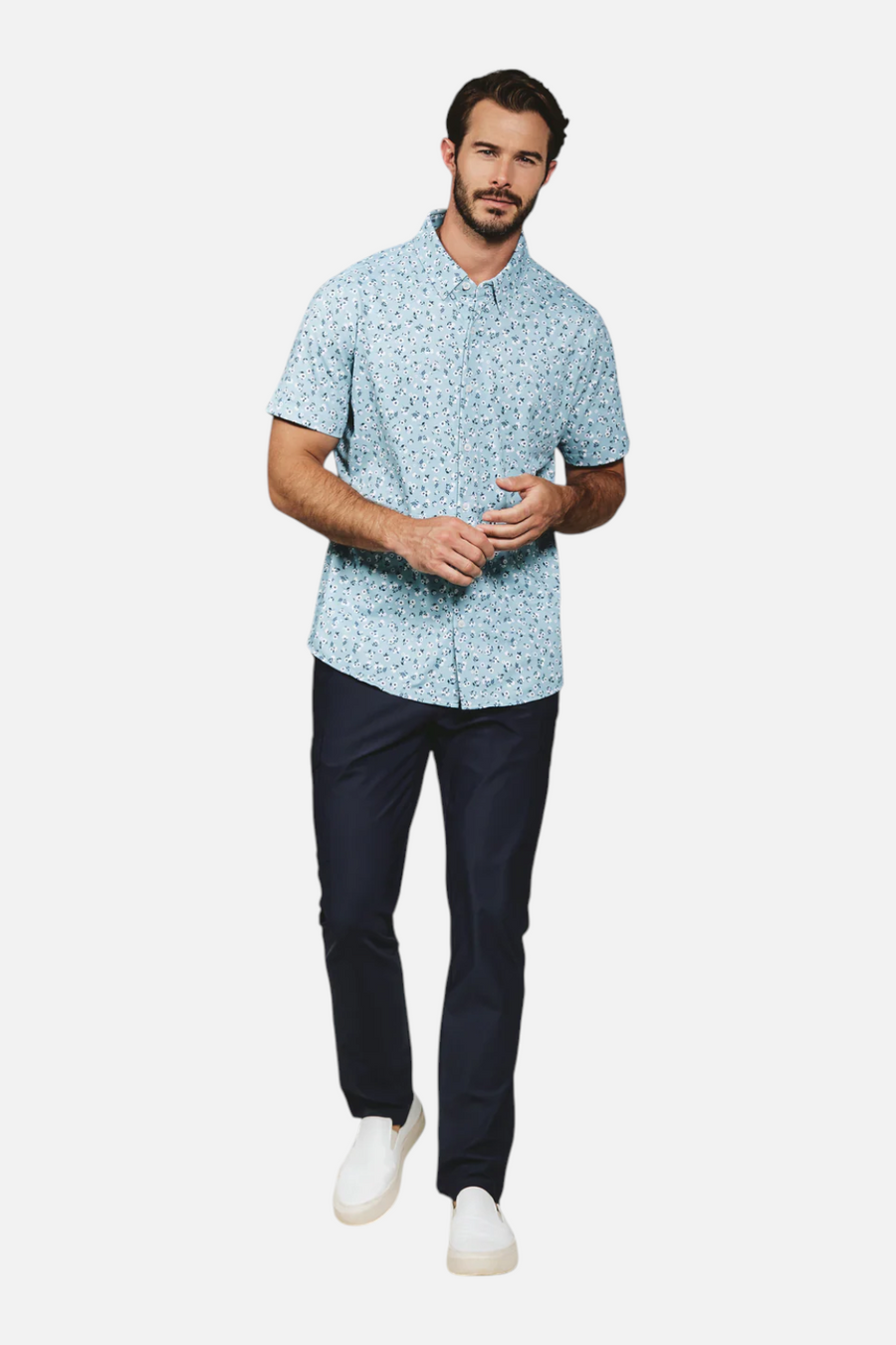 7 Diamonds Raffa Short Sleeve Shirt in Seafoam – detail