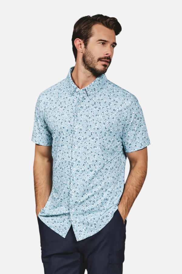 7 Diamonds Raffa Short Sleeve Shirt in Seafoam