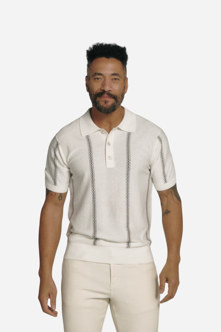 7 Diamonds Reagan Sweater Polo in Natural – front view