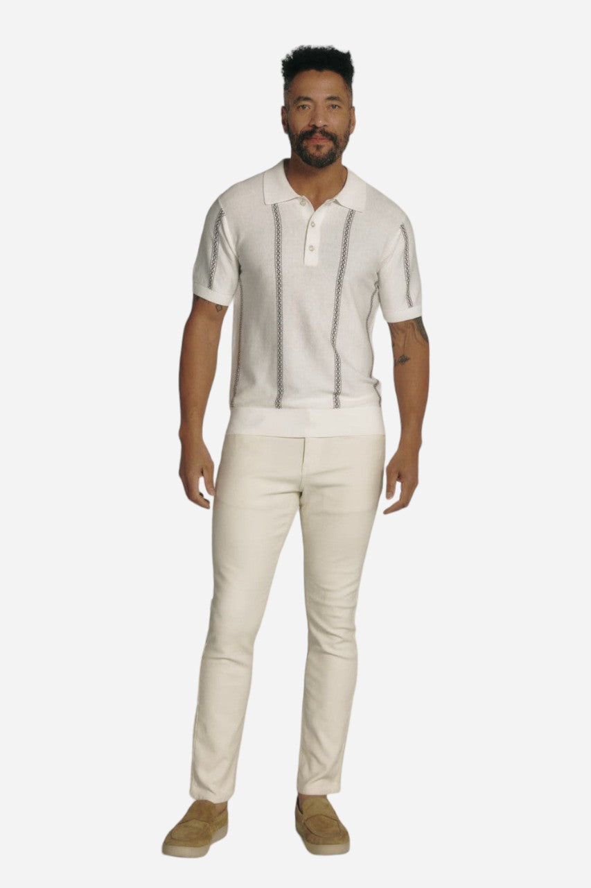 7 Diamonds Reagan Sweater Polo in Natural – side view