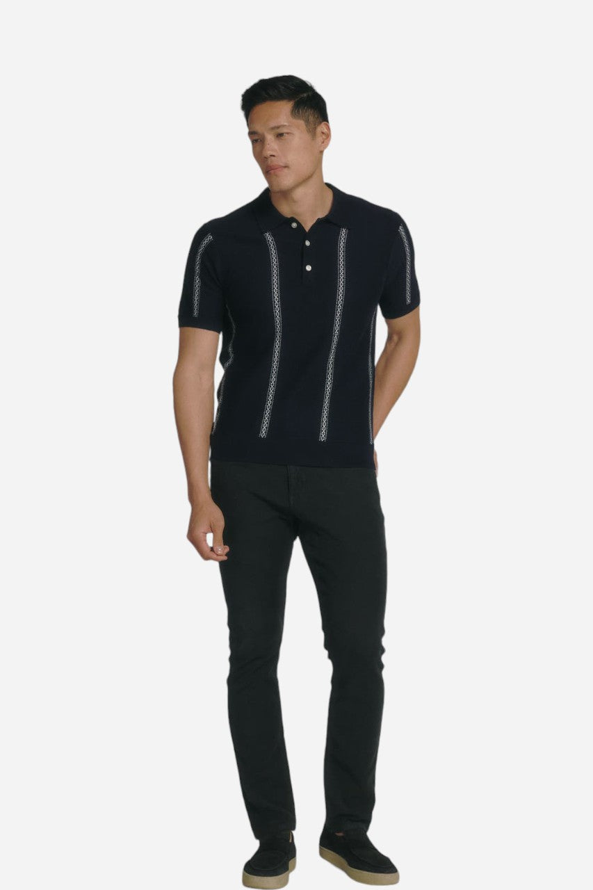 7 Diamonds Reagan Sweater Polo in Navy – back view