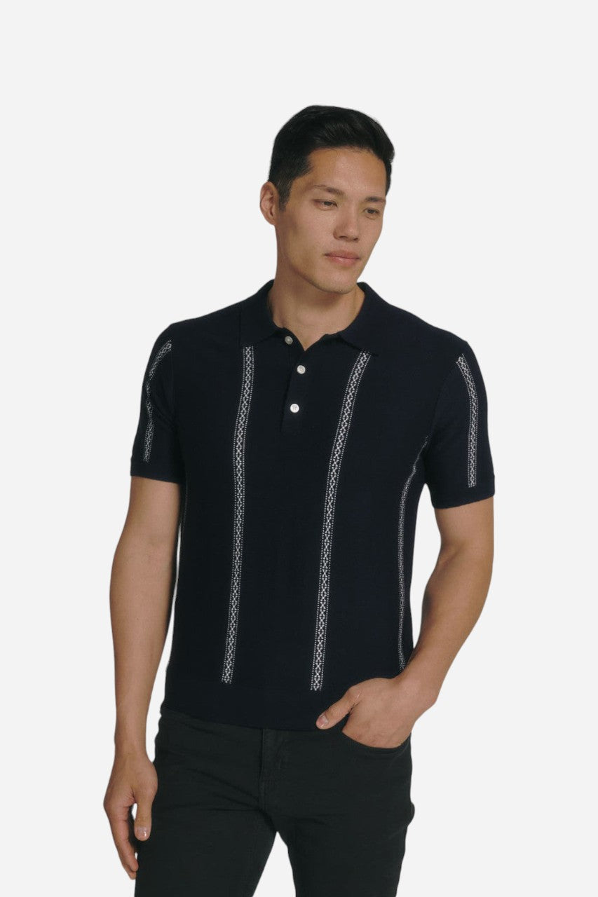7 Diamonds Reagan Sweater Polo in Navy – front view