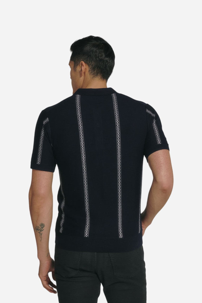 7 Diamonds Reagan Sweater Polo in Navy – side view