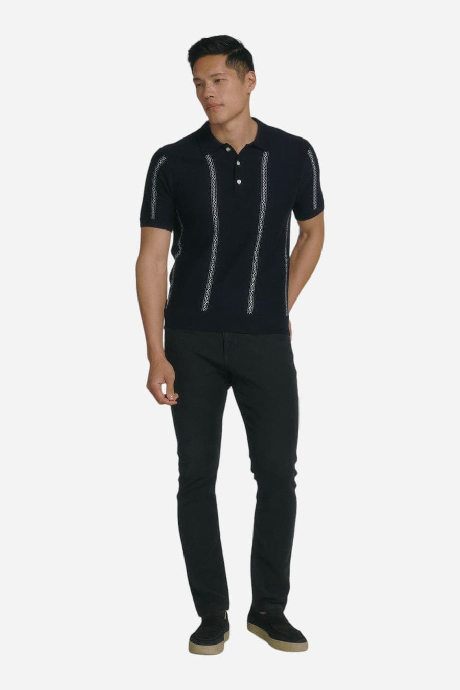 7 Diamonds Reagan Sweater Polo in Navy – side view