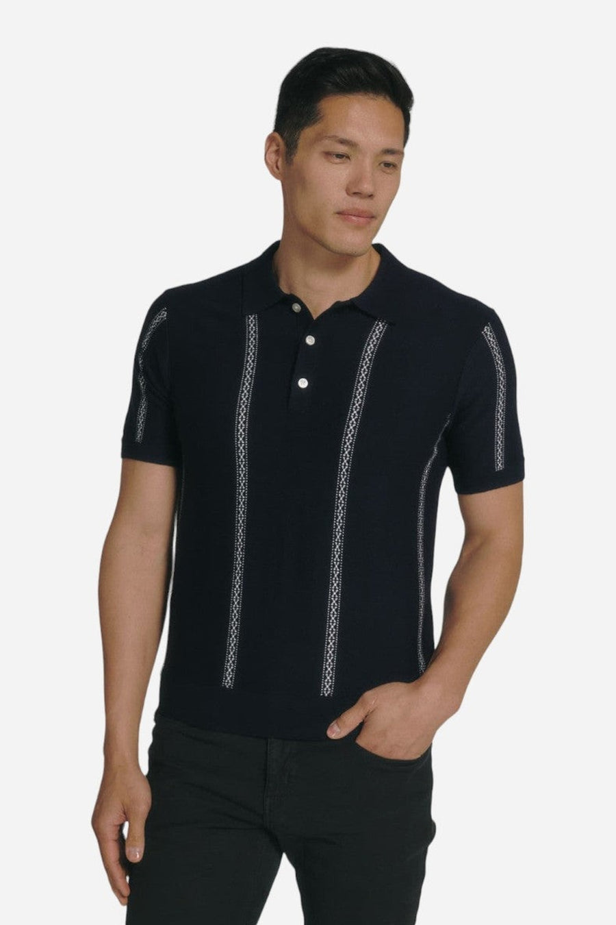 7 Diamonds Reagan Sweater Polo in Navy – side view