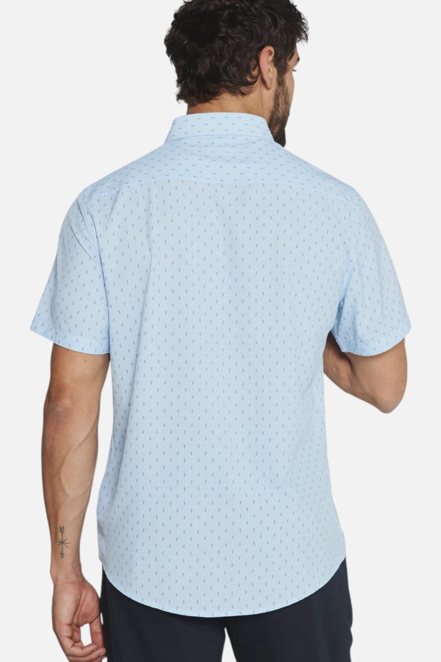 7 Diamonds Renzo Short Sleeve Button Up Shirt in Light Blue – detail