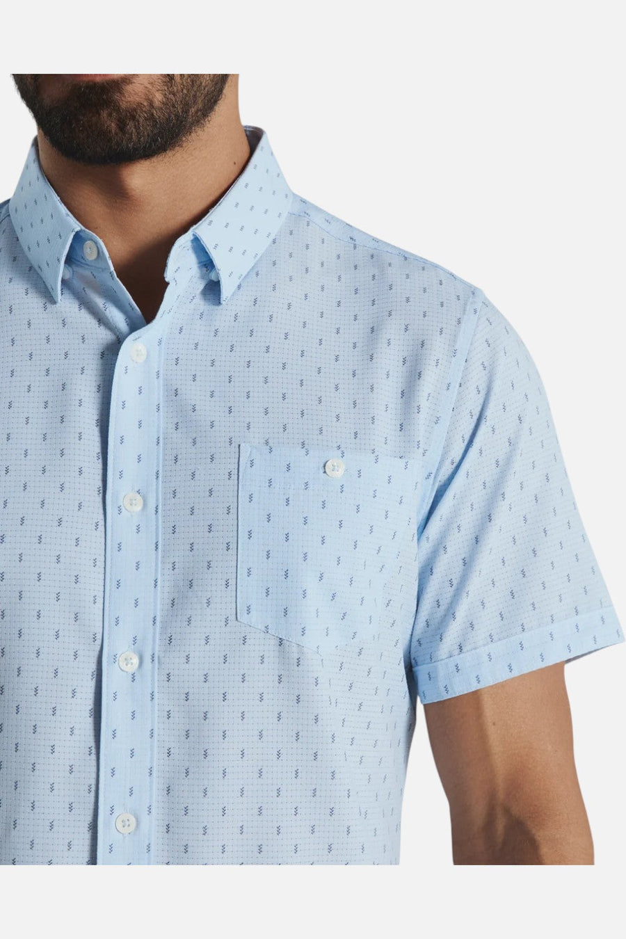 7 Diamonds Renzo Short Sleeve Button Up Shirt in Light Blue – side view