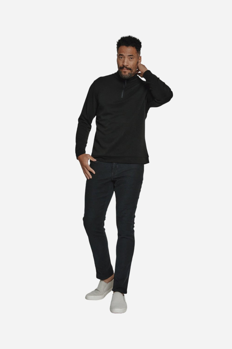 7 Diamonds Rev 1/4 Zip Modal Black – detail