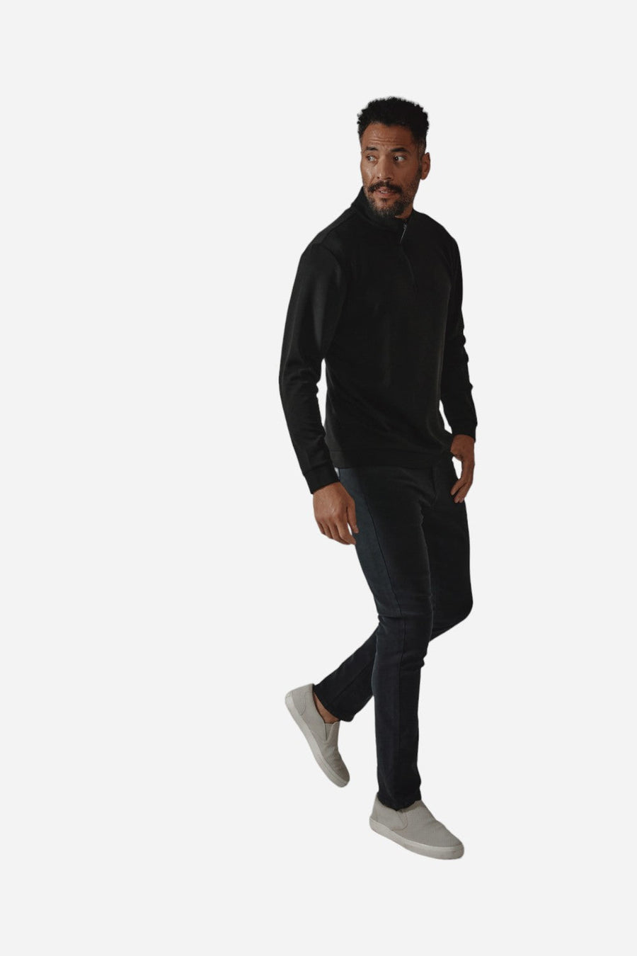 7 Diamonds Rev 1/4 Zip Modal Black – flat lay