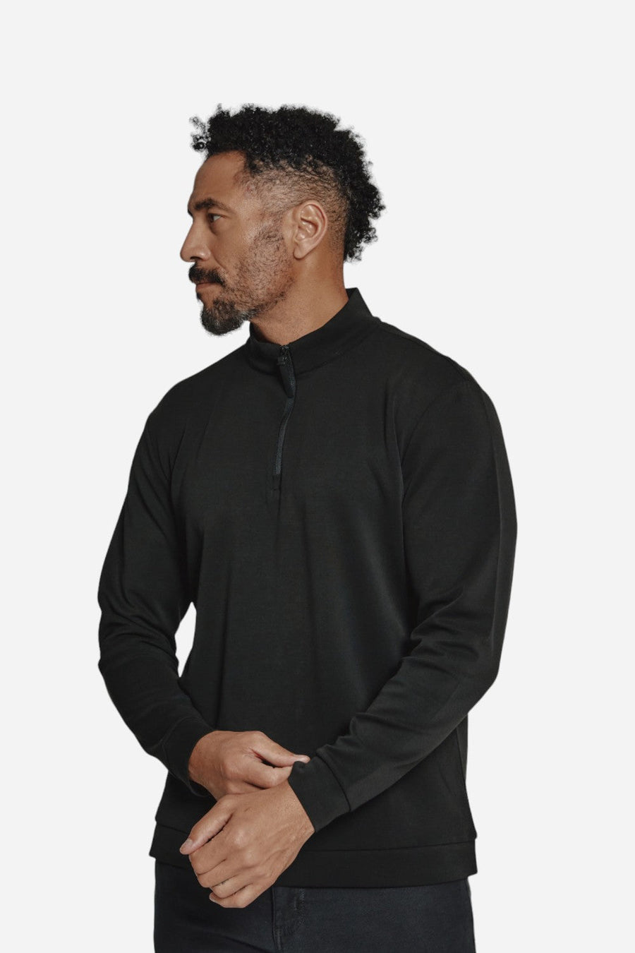 7 Diamonds Rev 1/4 Zip Modal Black – front view
