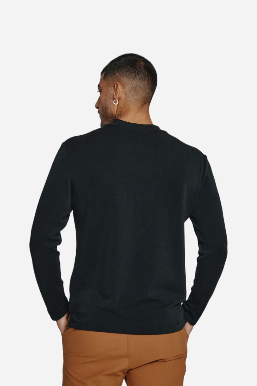 7 Diamonds REV Mock Crewneck in Black – back view