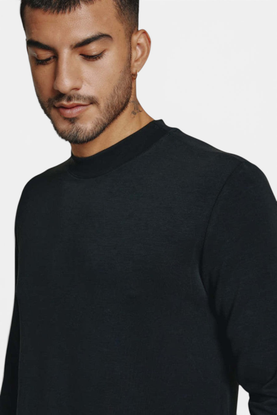 7 Diamonds REV Mock Crewneck in Black – flat lay