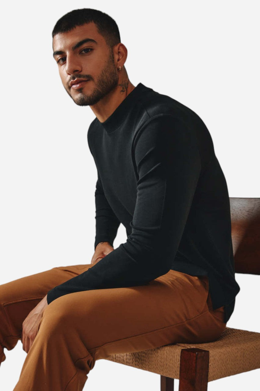 7 Diamonds REV Mock Crewneck in Black – side view
