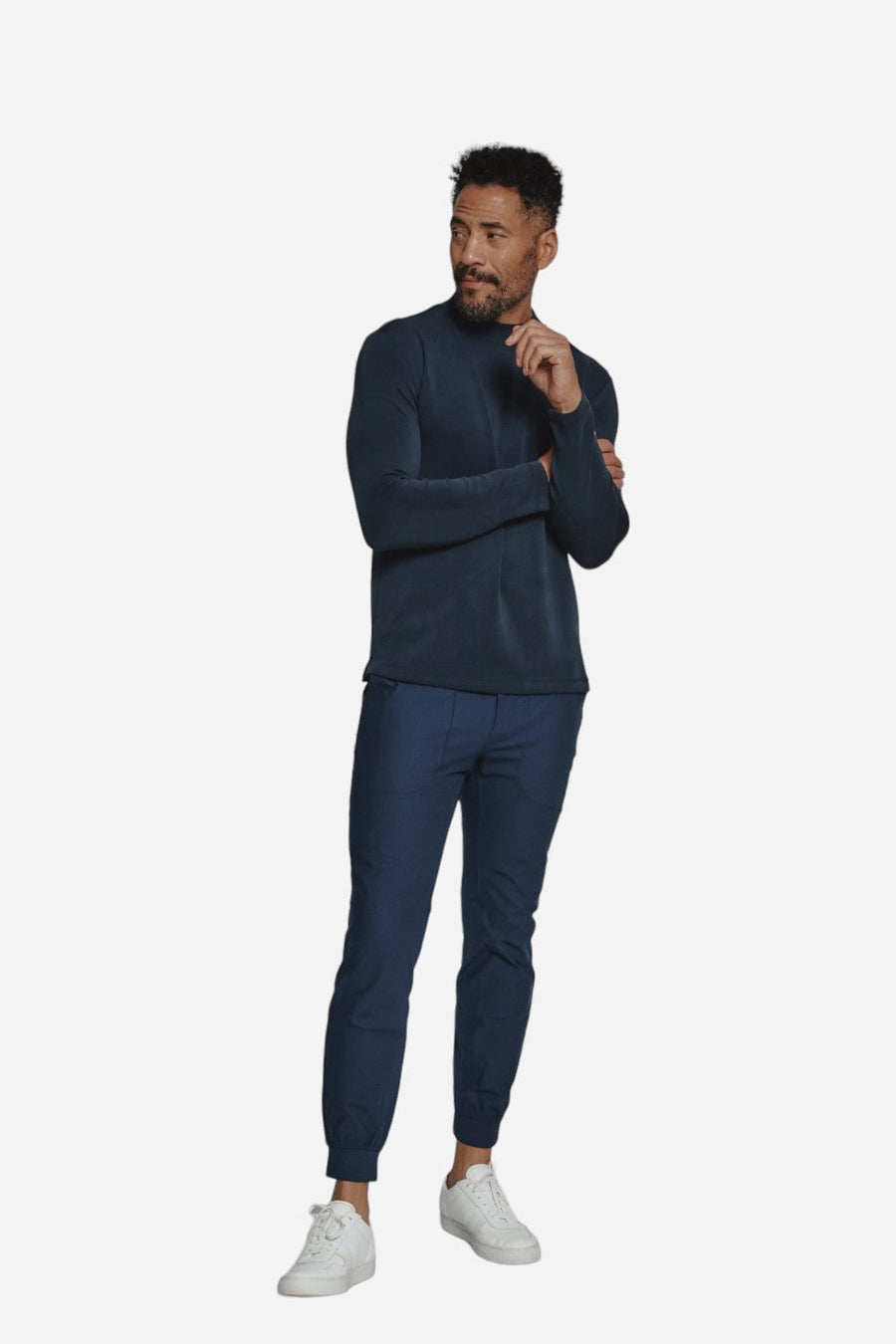 7 Diamonds Rev Mock Neck Navy – detail