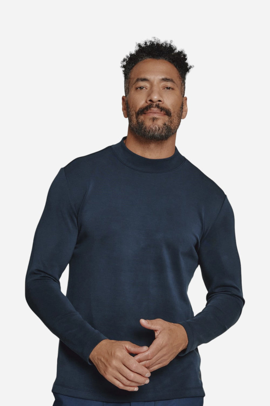 7 Diamonds Rev Mock Neck Navy – front view