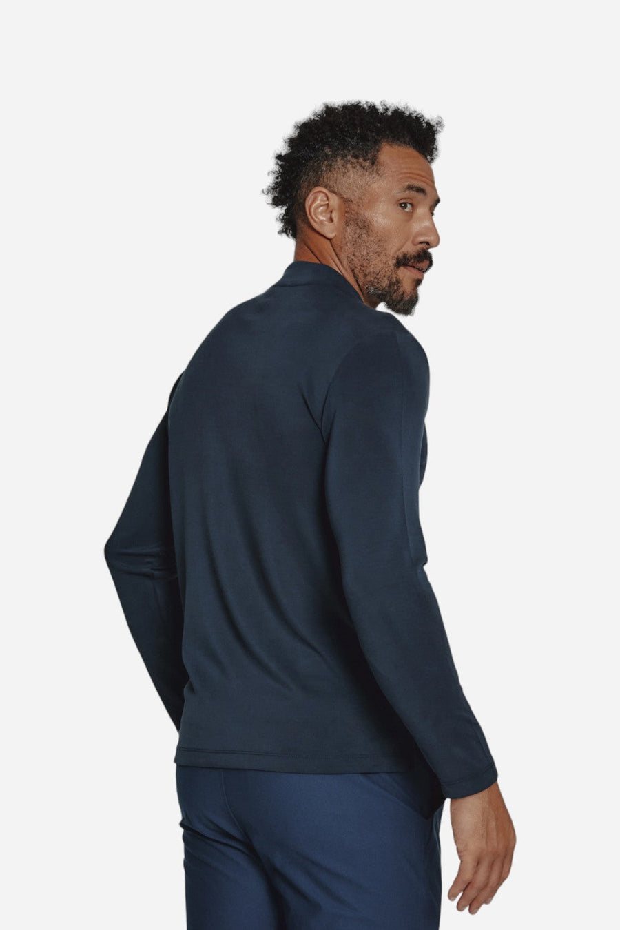 7 Diamonds Rev Mock Neck Navy – side view