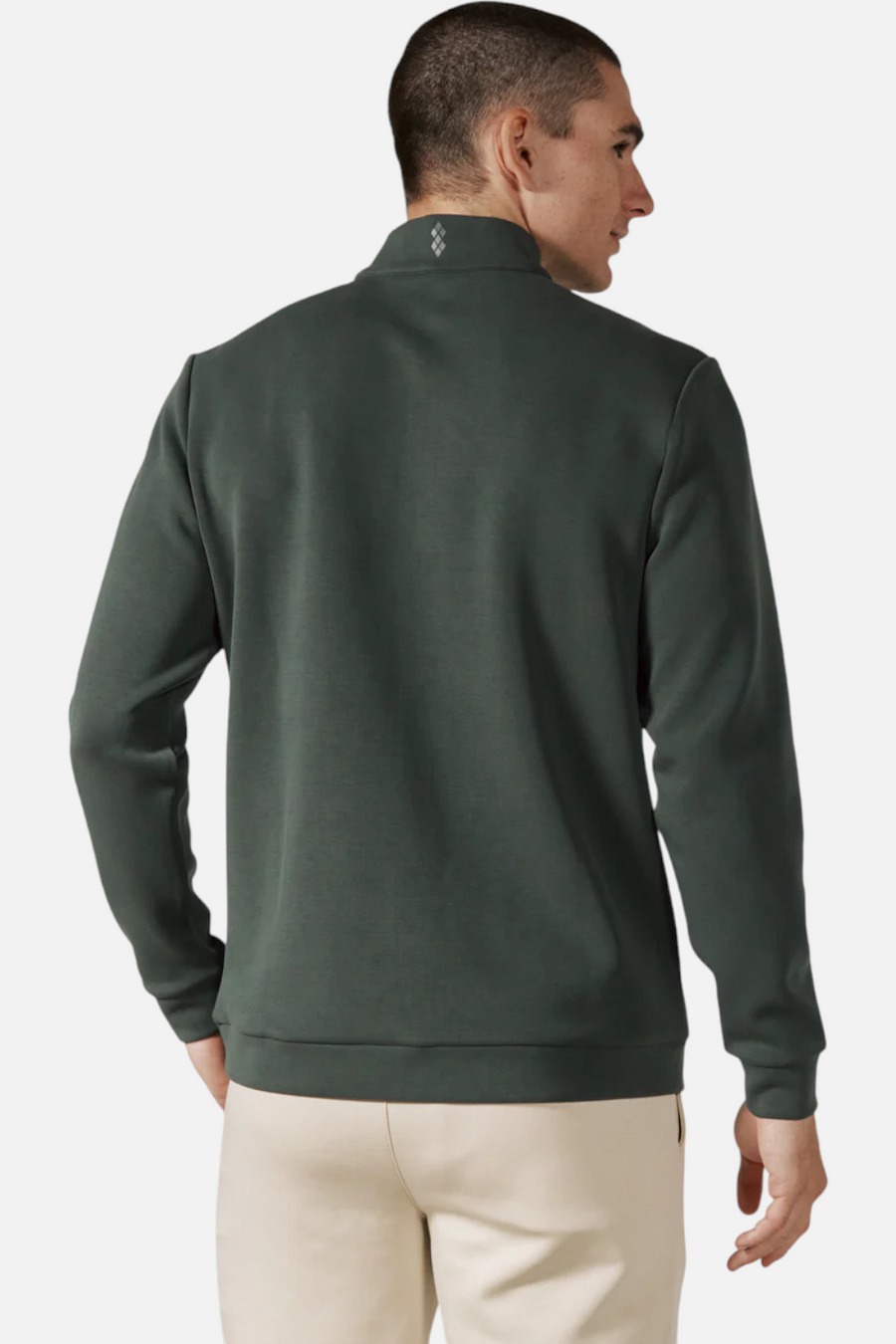 7 Diamonds Rev Quarter Zip in Basil – back view