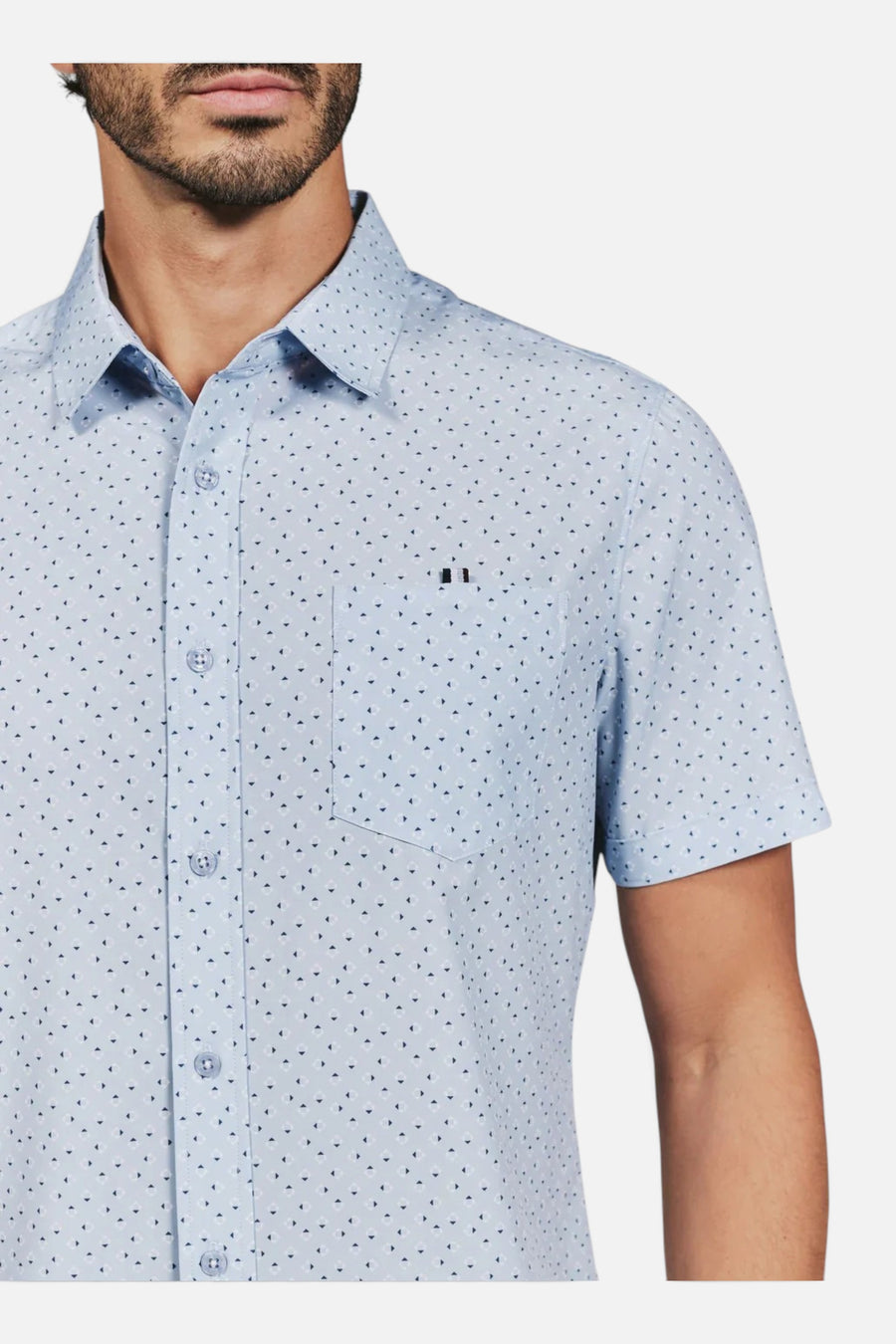 7 Diamonds Seager Button Up Shirt in Light Blue – back view