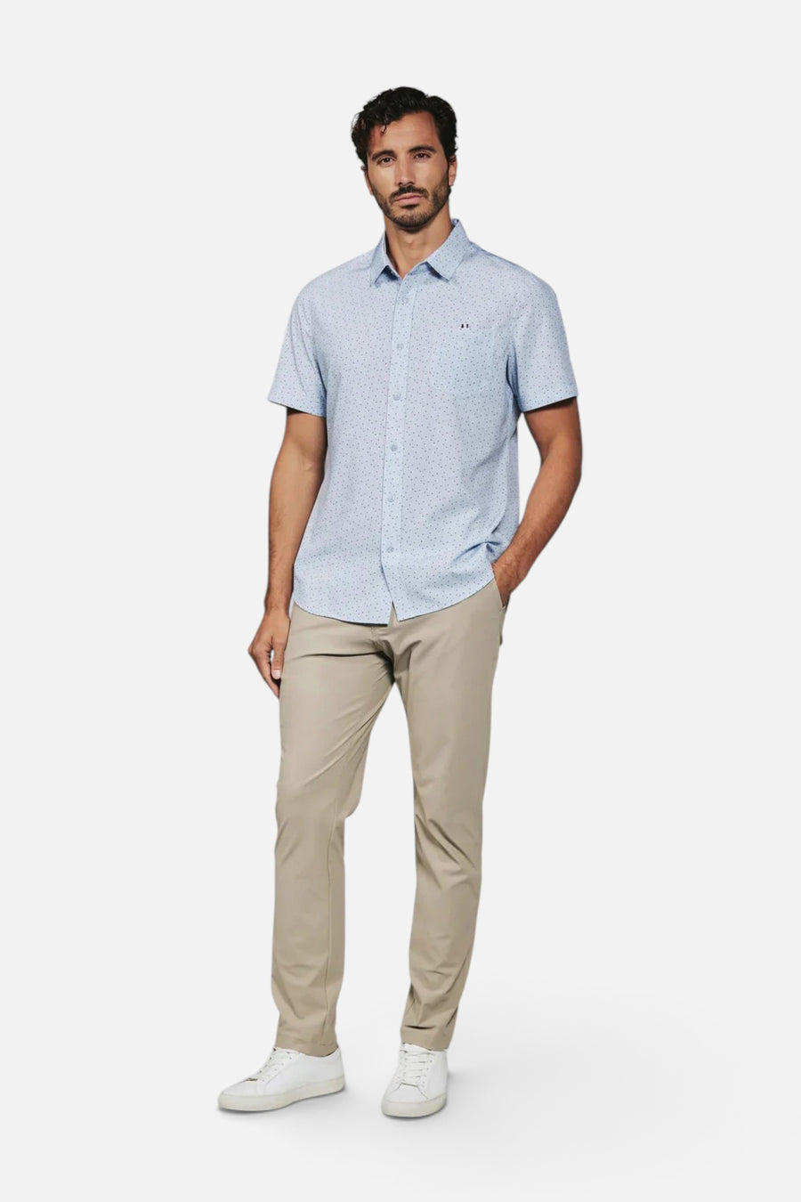 7 Diamonds Seager Button Up Shirt in Light Blue – detail