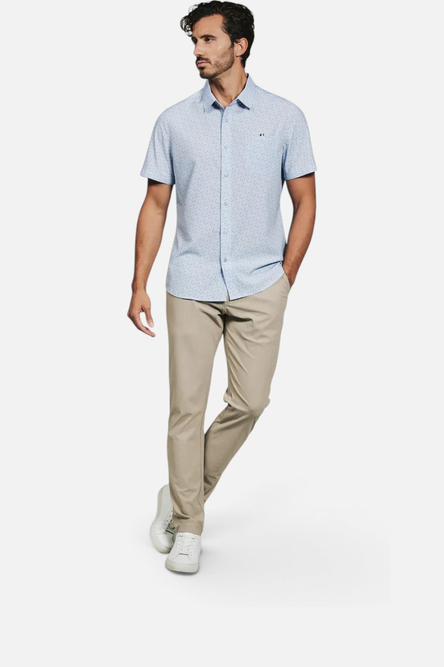 7 Diamonds Seager Button Up Shirt in Light Blue – flat lay