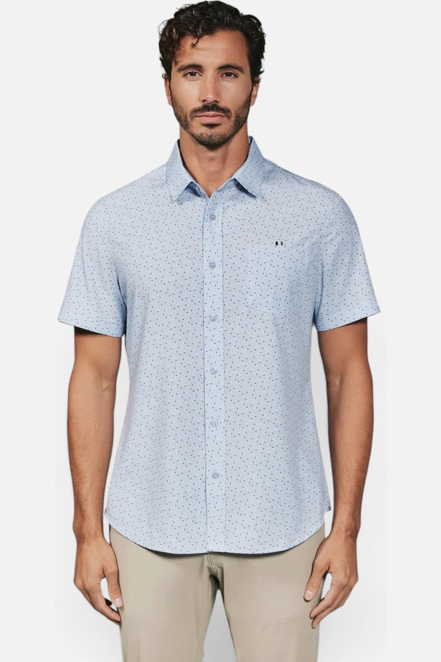 7 Diamonds Seager Button Up Shirt in Light Blue – front view