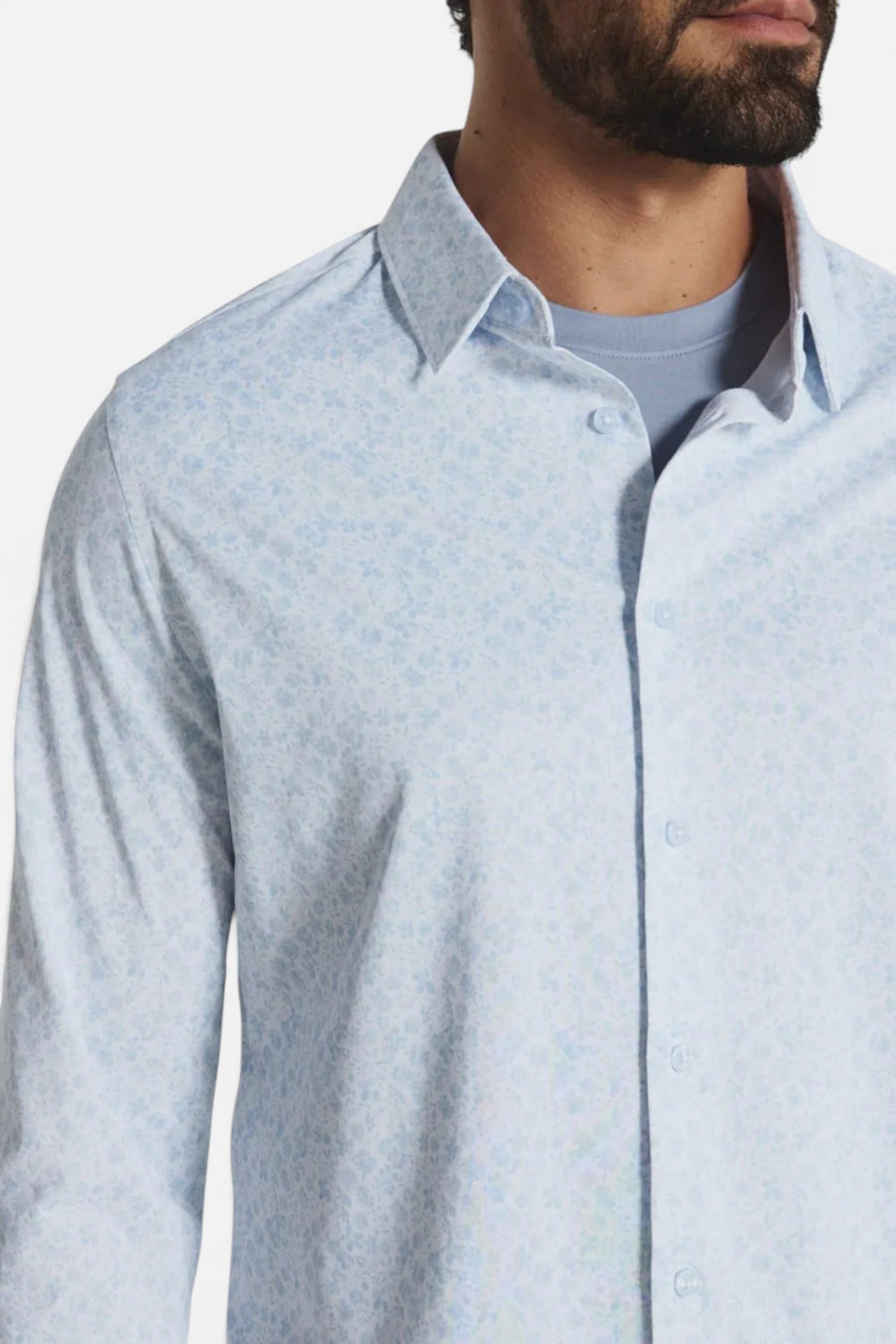 7 Diamonds Soren Long Sleeve Shirt in Light Blue – back view