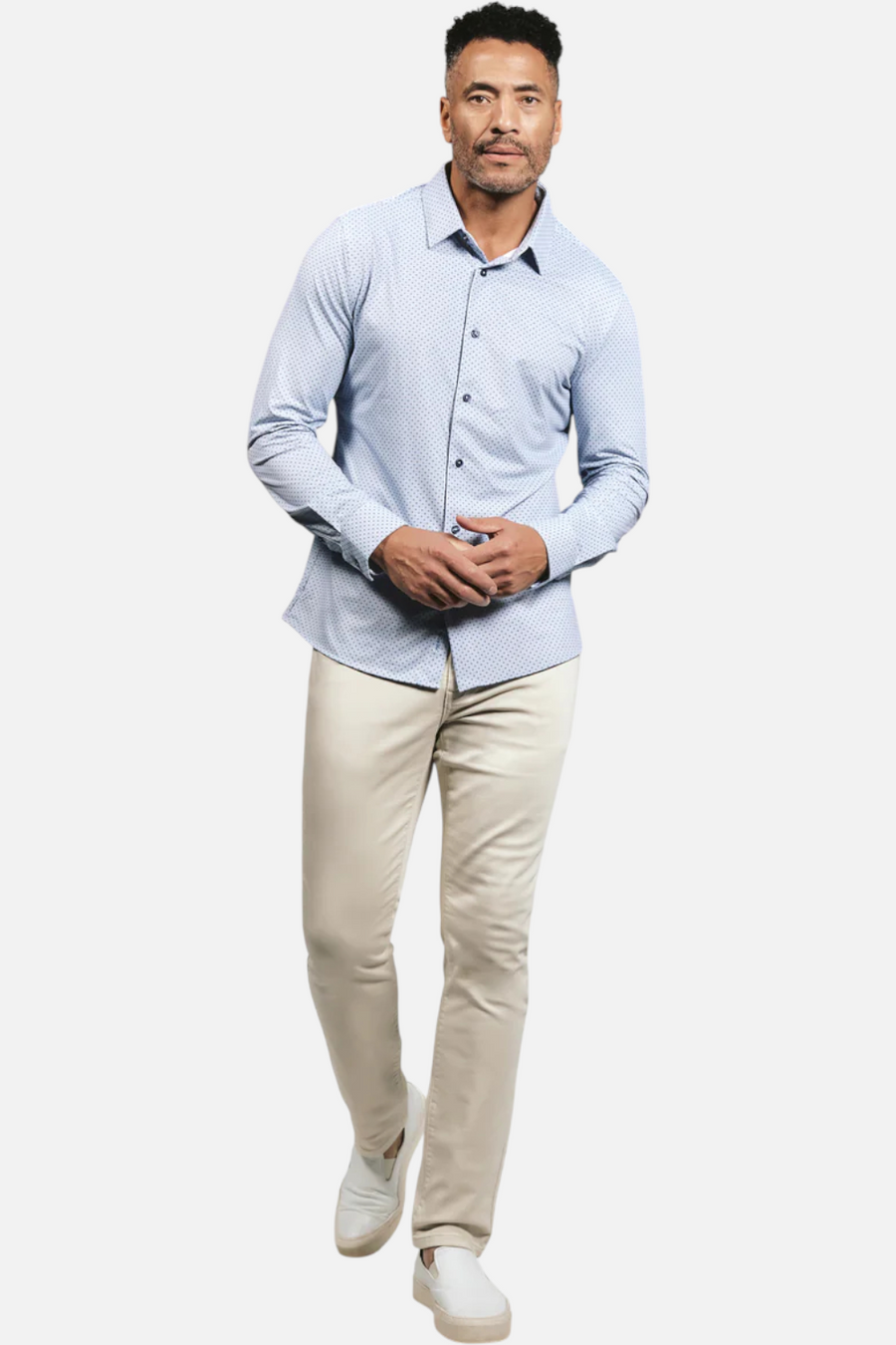 7 Diamonds Treviso Long Sleeve Shirt in Light Blue – detail