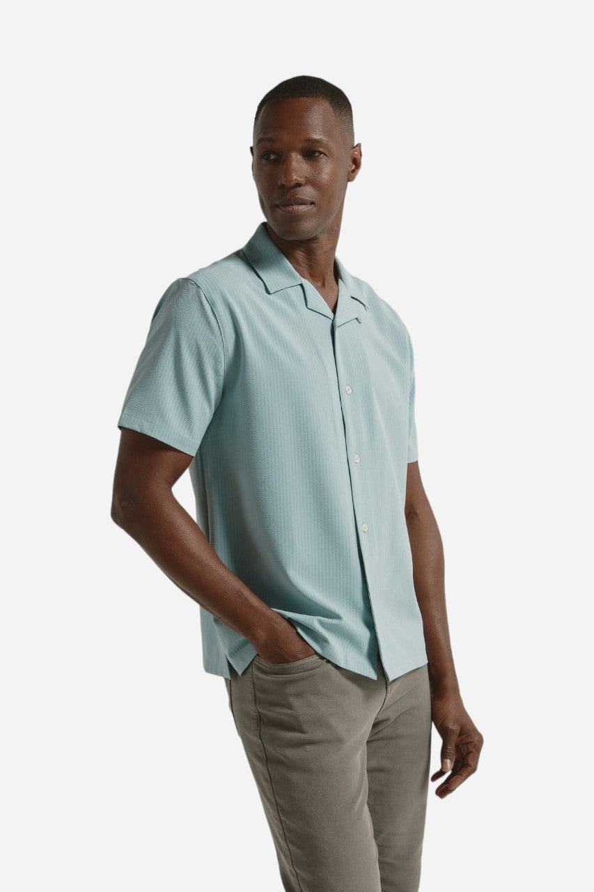 7 Diamonds Vance Camp Shirt in Seafoam – detail