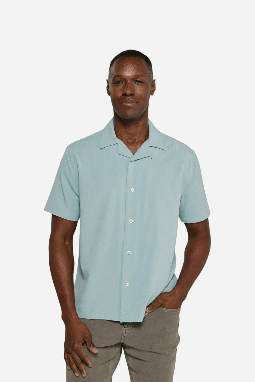7 Diamonds Vance Camp Shirt in Seafoam – front view