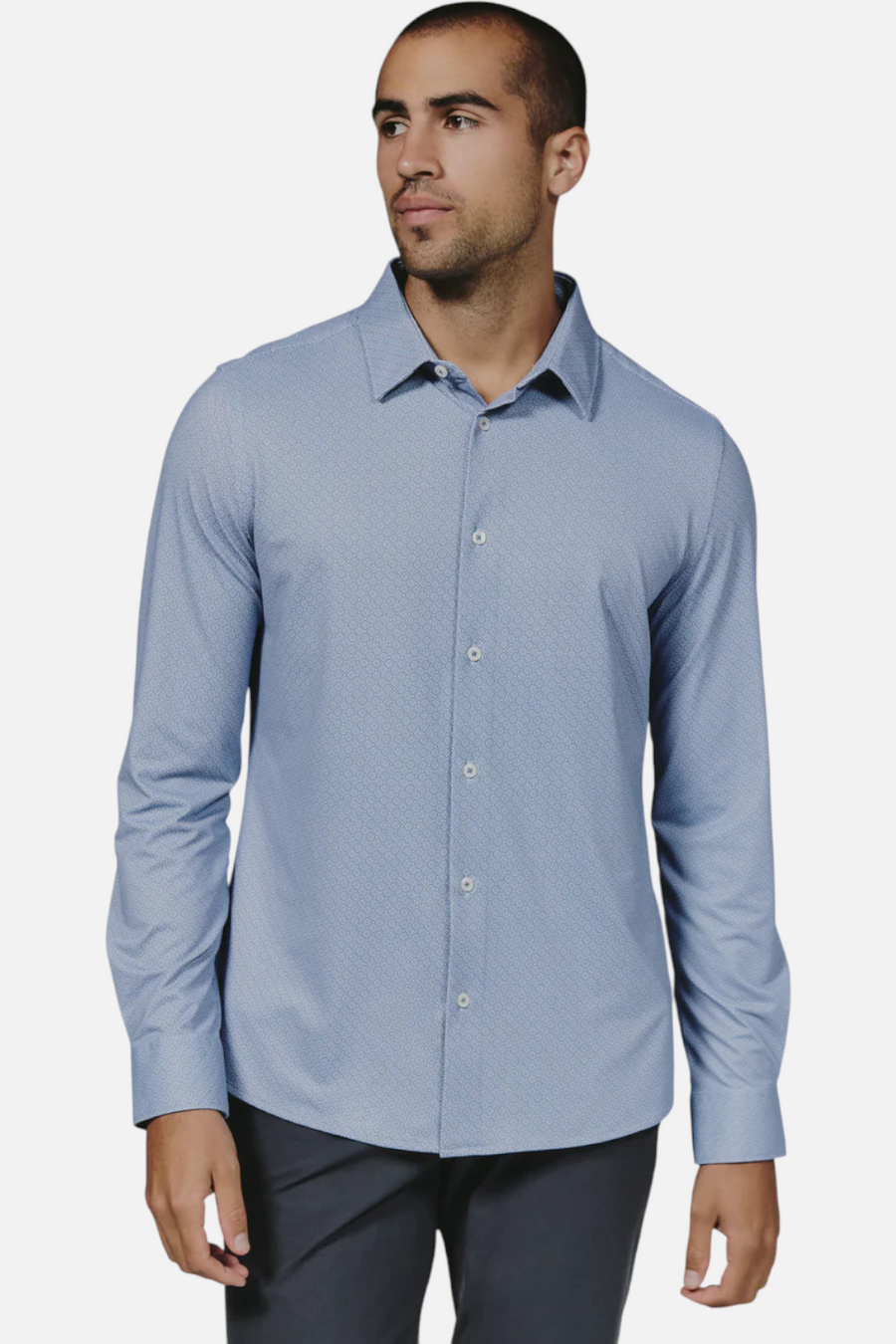 7 Diamonds Wilhem Long Sleeve Shirt in Dusty Blue – front view