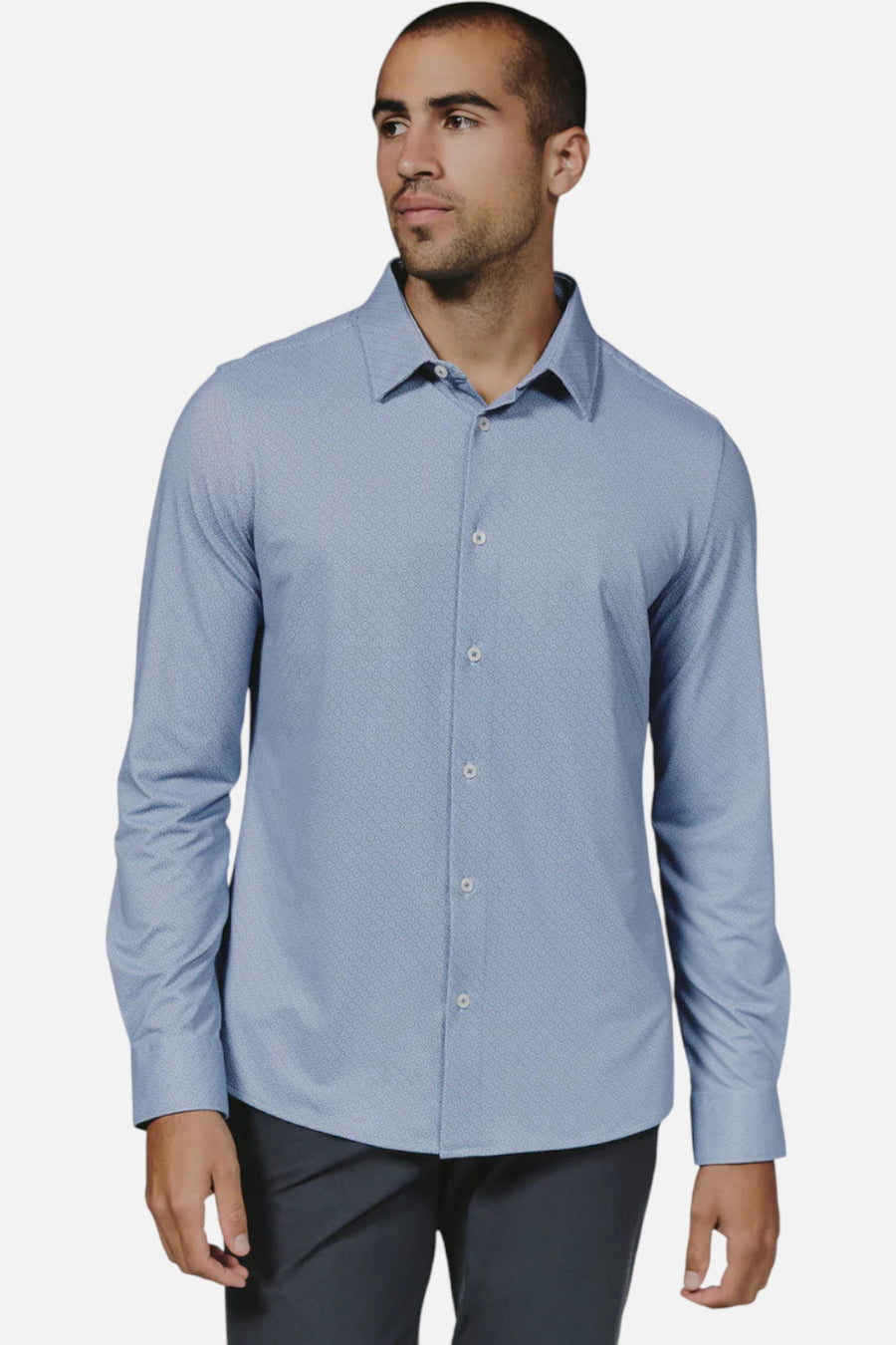 7 Diamonds Wilhem Long Sleeve Shirt in Dusty Blue – side view