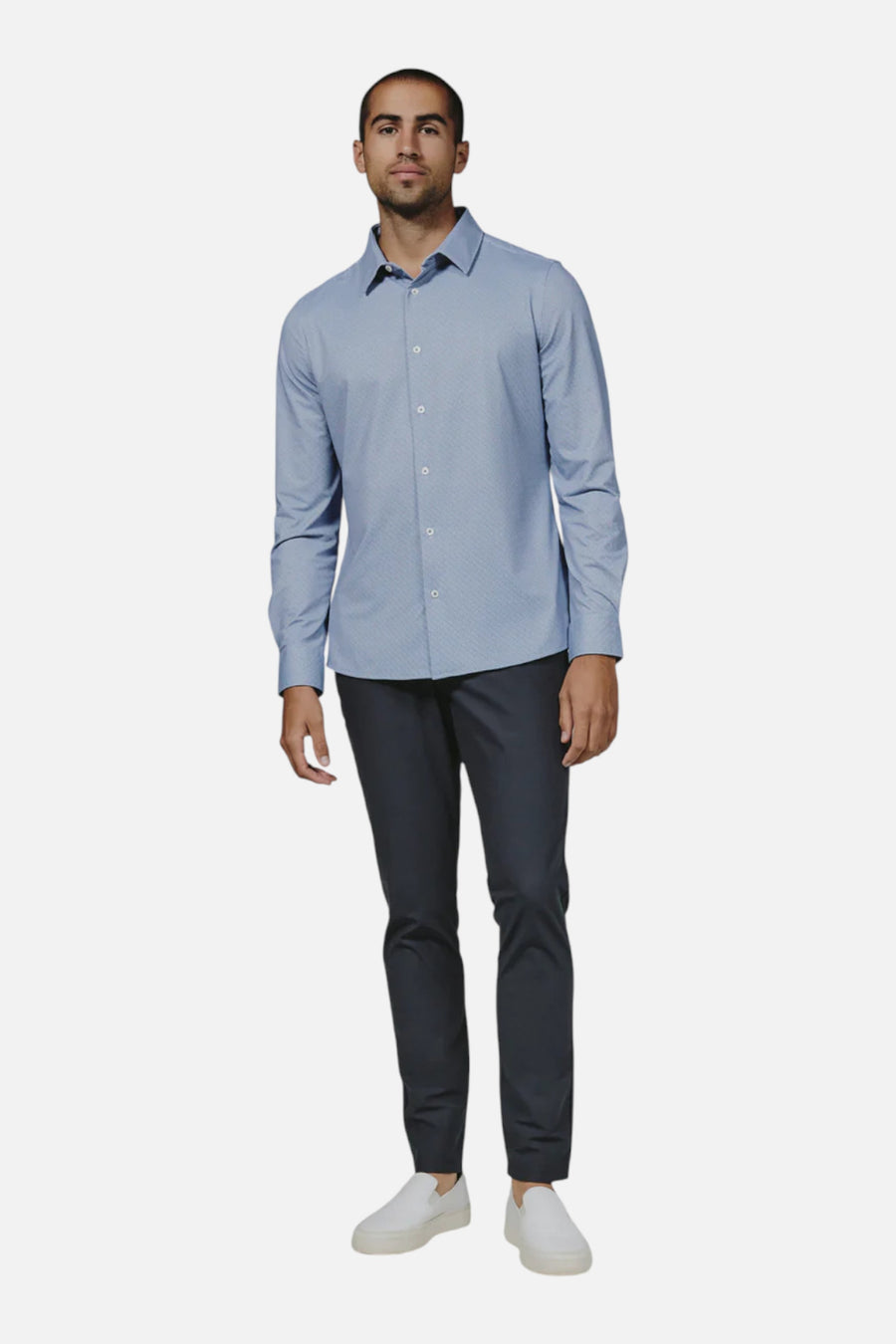 7 Diamonds Wilhem Long Sleeve Shirt in Dusty Blue – side view