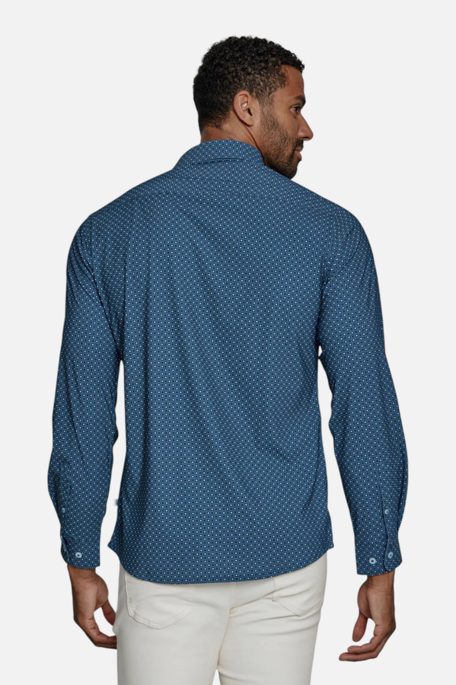 7 Diamonds Zaire Long Sleeve Shirt in Navy – back view
