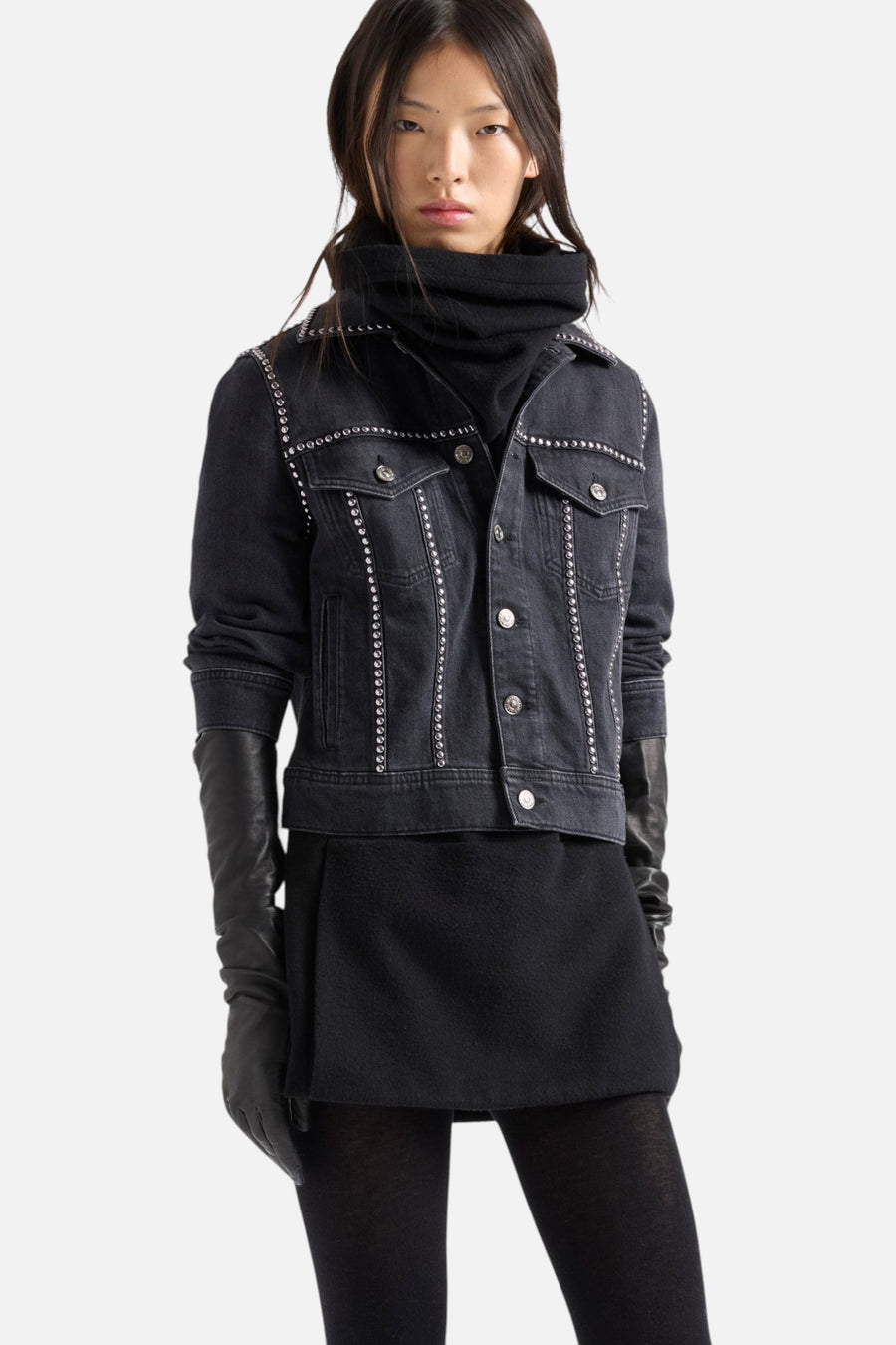 7 For All Mankind Adi Trucker Jacket in Nocturne – front view