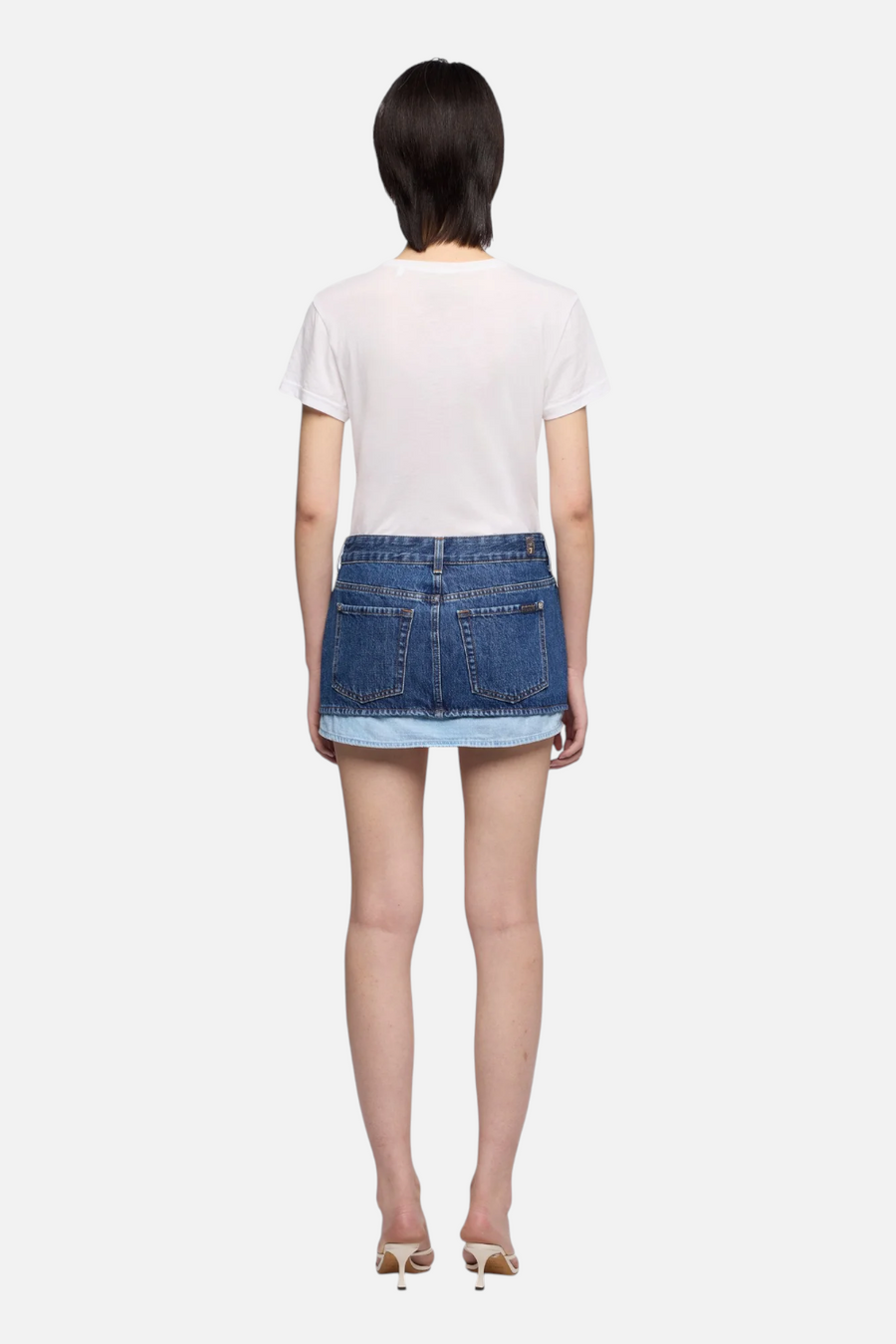 7 For All Mankind Cherry Mini Skirt in Shadow – detail