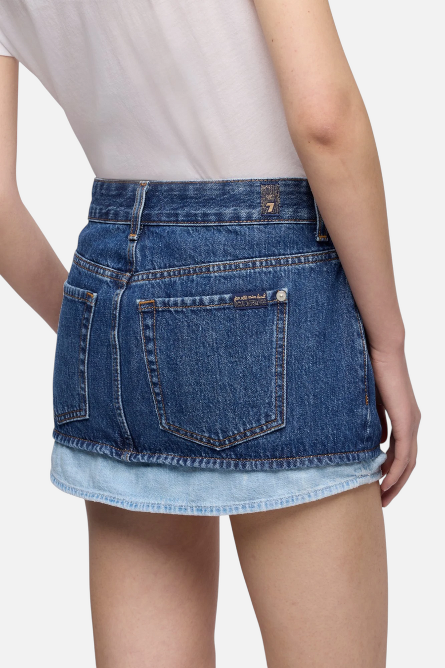 7 For All Mankind Cherry Mini Skirt in Shadow – side view