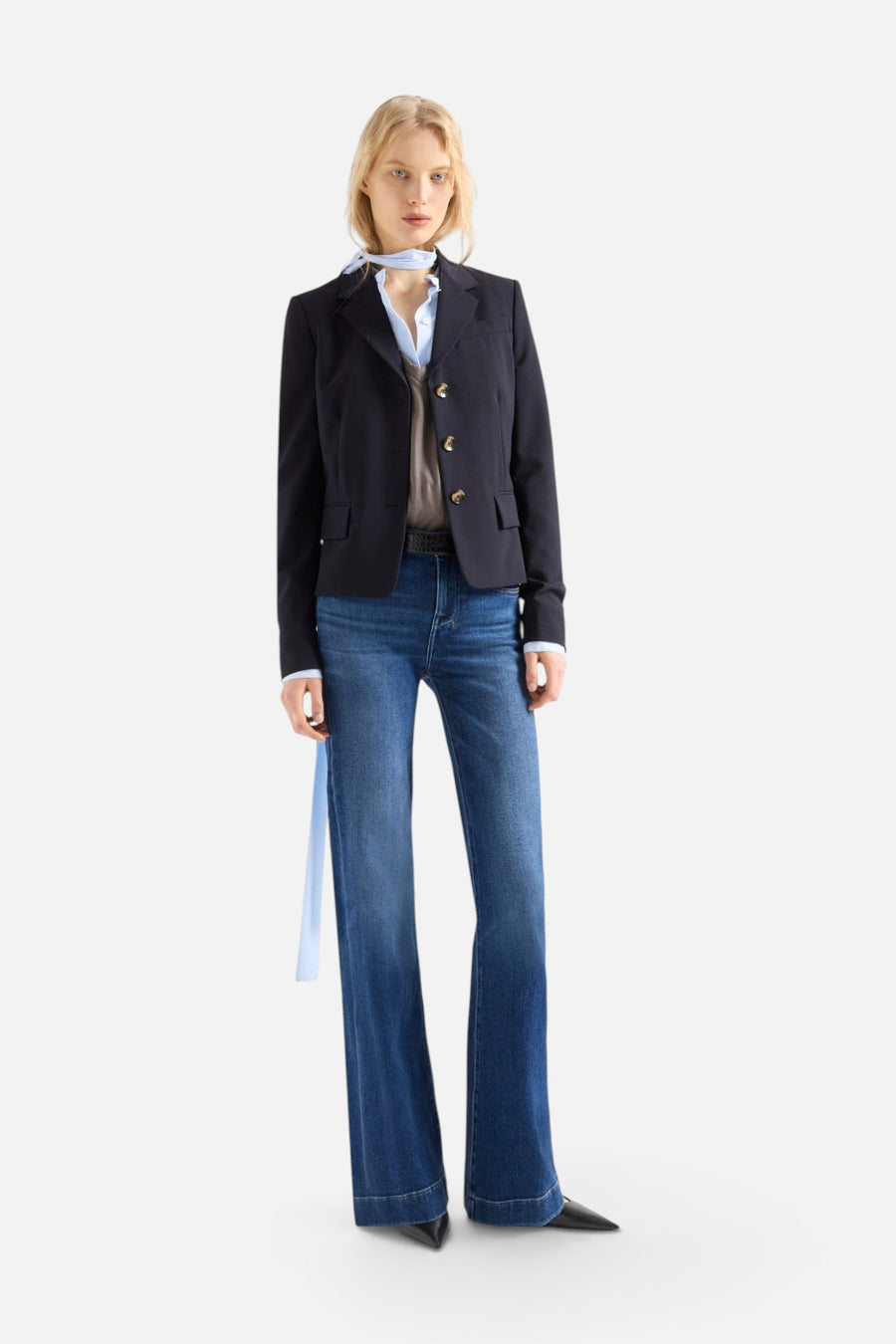 7 For All Mankind Dojo Flare Jean in Slim Illusion Blueleaf – back view