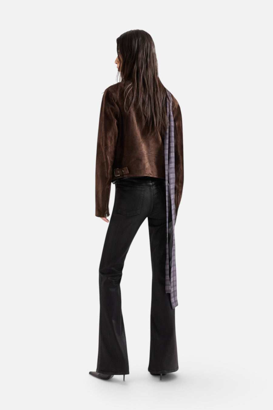 7 For All Mankind Leggy Bootcut Jean in Coated Black – flat lay