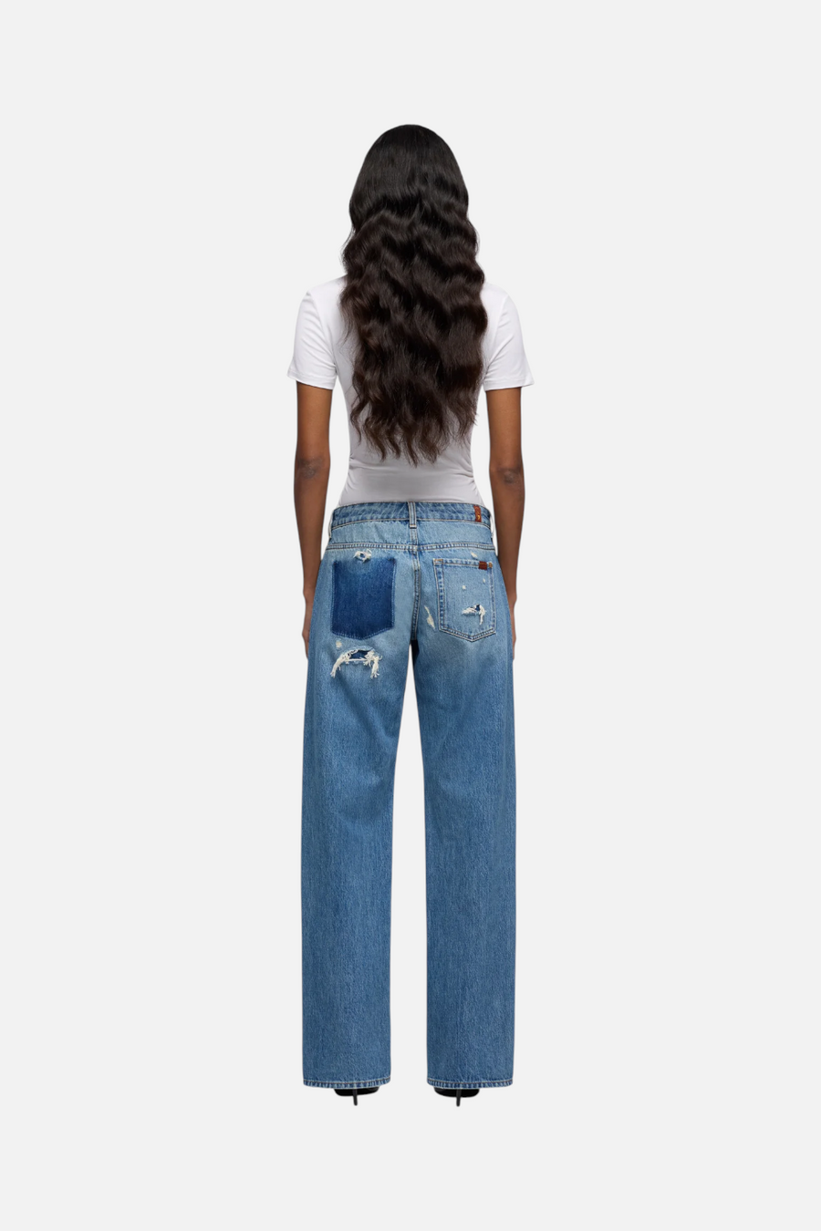 7 For All Mankind Low-Rise Straight Leg Jean in Shadowcrest – flat lay