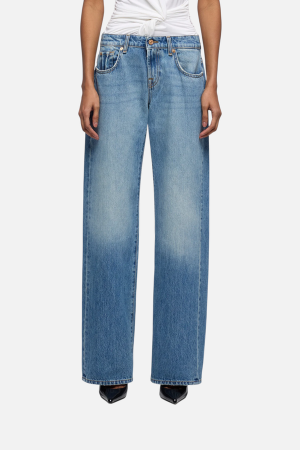 7 For All Mankind Low-Rise Straight Leg Jean in Shadowcrest