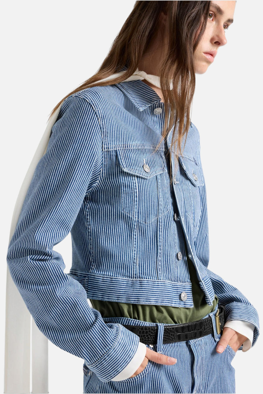7 For All Mankind Shrunken Jacket in Portside – side view