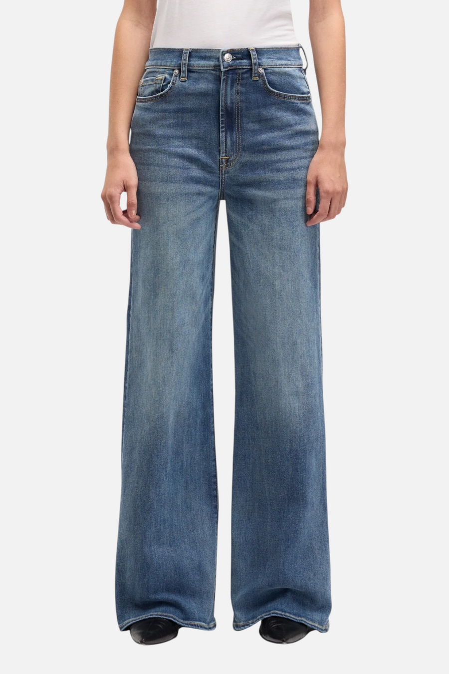 7 For All Mankind Ultra High Rise Jo Swim Illusion – front view