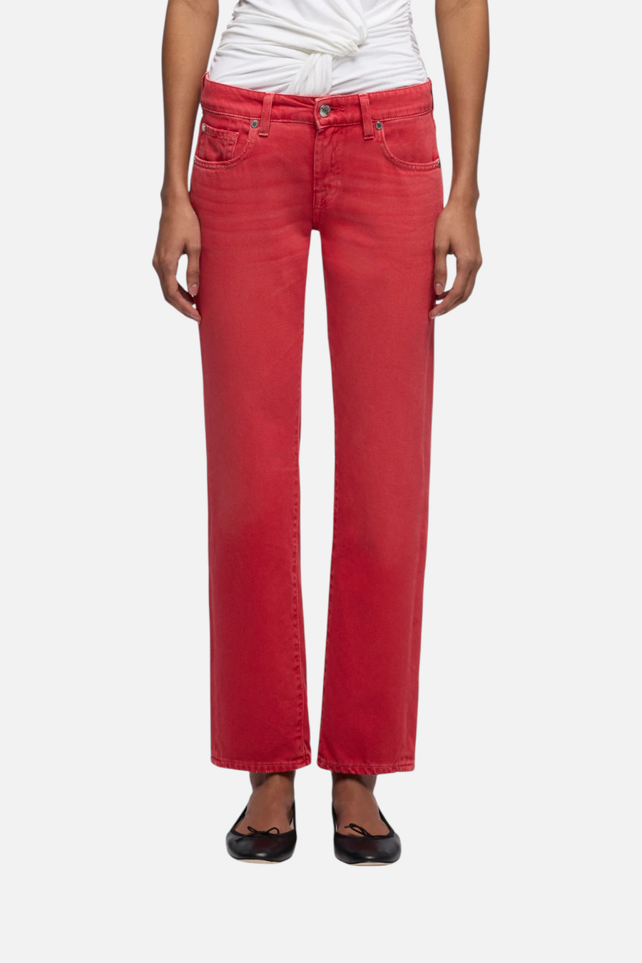 7 For All Mankind Low Rise Cigarette Jean in Flame