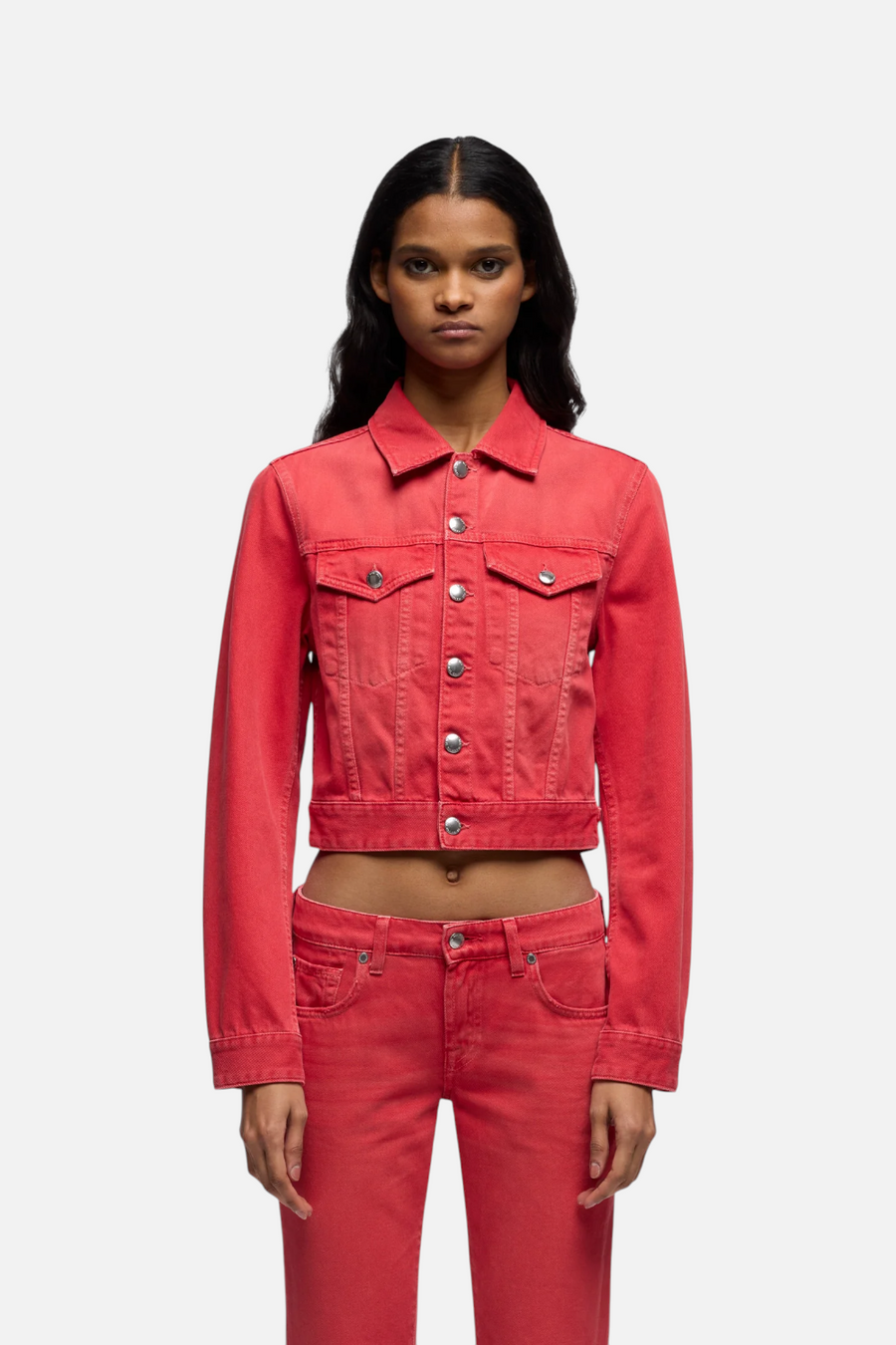 7 For All Mankind Shrunken Denim Jacket in Flame