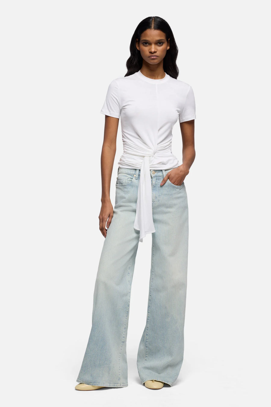 7 For All Mankind Wide Leg Jeans in Lotta Stripes