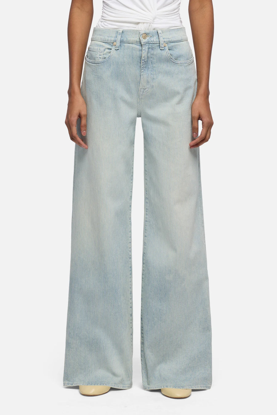 7 For All Mankind Wide Leg Jeans in Lotta Stripes