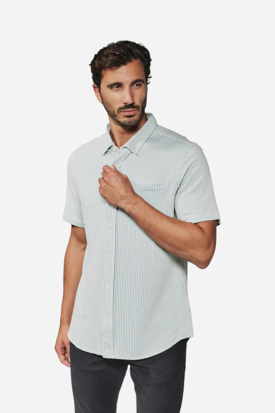 7 Diamonds Keaton Short Sleeve Shirt in Seafoam