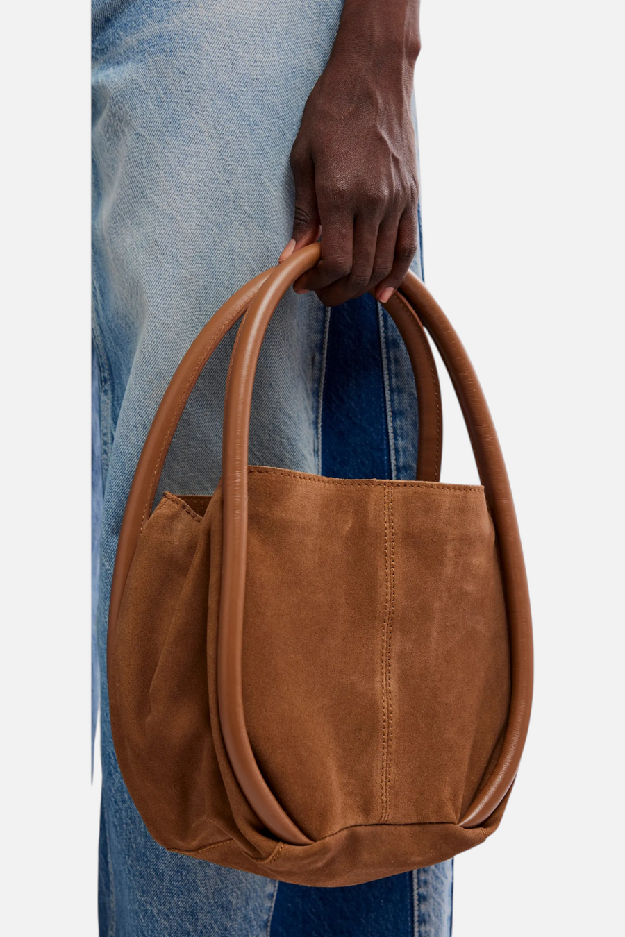 Free People Barlow Bucket Bag in cognac, back view